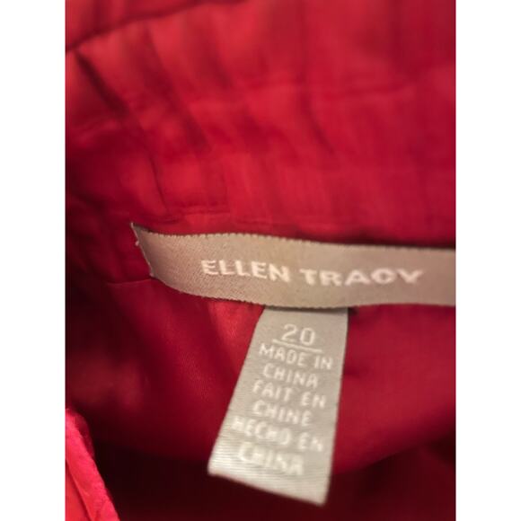 Ellen Tracy Red Quilted Wool-Silk Zip Jacket 20W - Picture 7 of 8